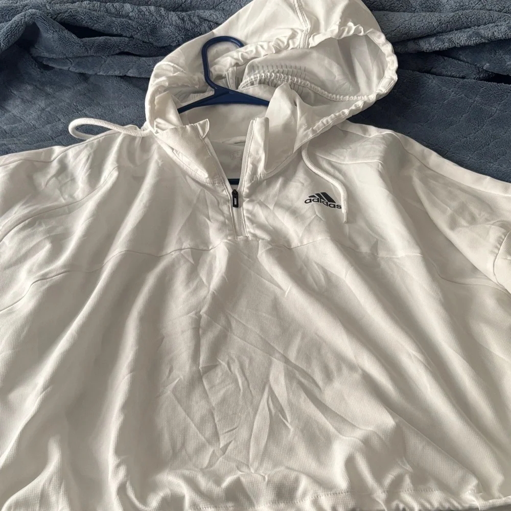 Adidas White Quarter-Zip Hoodie